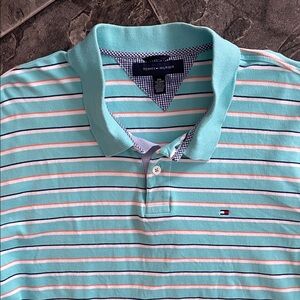 TOMMY HILFIGER Men's Striped Polo Preppy Coastal Cottagecore Resortwear Size XXL